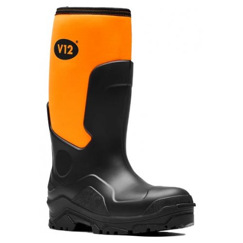 V12 V2110 Groundworker Black / Orange Safety Wellingtons