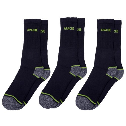 Apache Burlington Black Cotton 3 Pack Work Socks