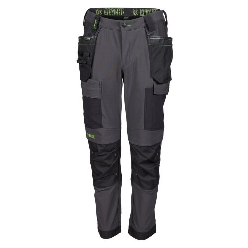 Apache Calgary Black / Grey Stretch Work Trousers Slim Fit