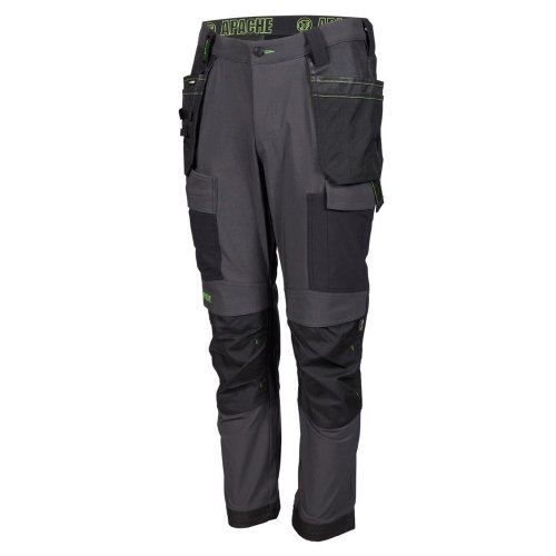Apache Calgary Black / Grey Stretch Work Trousers Slim Fit