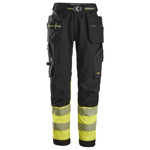 Snickers 6934 Hi-Vis Class 1 Stretch Work Trousers Holster Pockets