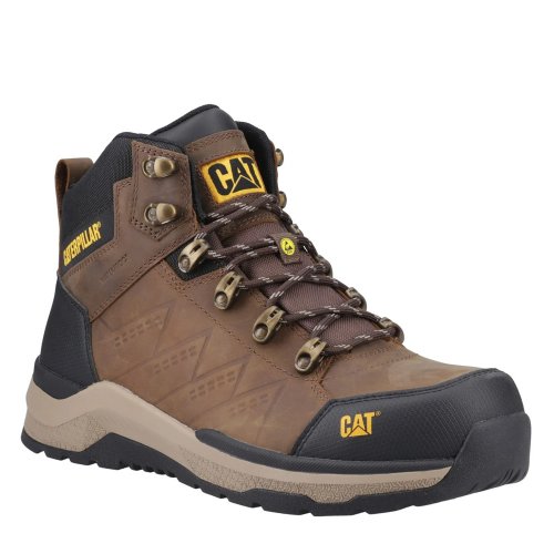 CAT Inductor Leather Safety Boots Metal Free ESD Brown