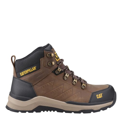 CAT Inductor Leather Safety Boots Metal Free ESD Brown