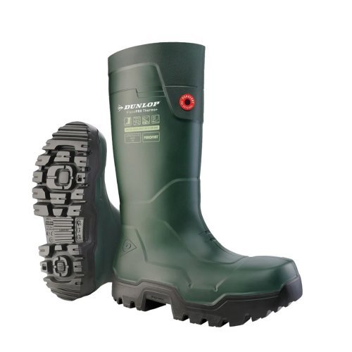 Dunlop Fieldpro Thermo+ Green Safety Wellingtons