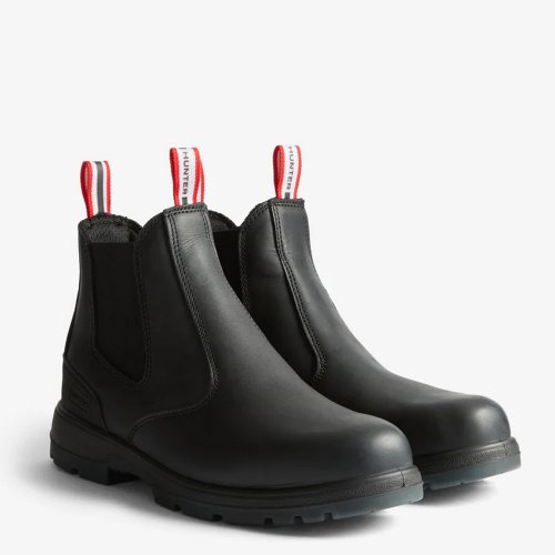 Hunters Drift Black Leather Occupational Dealer Boots Slip Non Safety