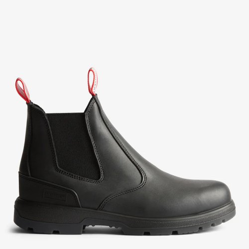 Hunters Drift Black Leather Occupational Dealer Boots Slip Non Safety