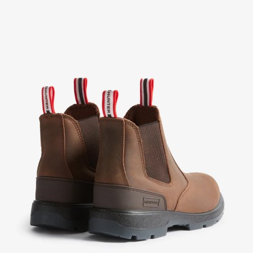 Hunters Drift Brown Leather Occupational Slip On Non Safety Dealer Boots