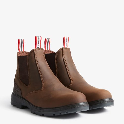 Hunters Drift Brown Leather Occupational Slip On Non Safety Dealer Boots