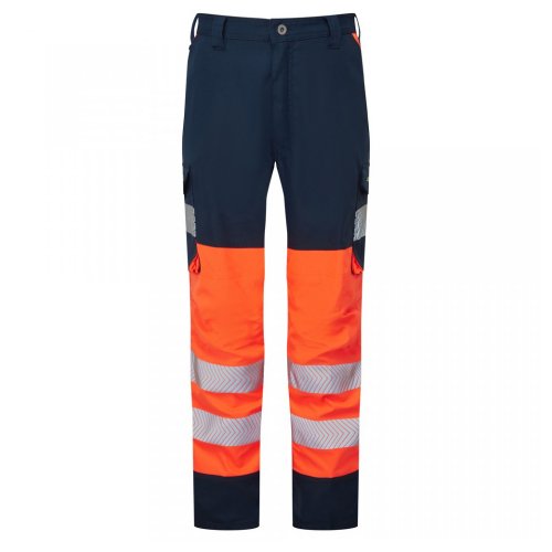Leo Workwear Winswell Women's Stretch Cargo Trousers Hi-Vis Orange / Navy