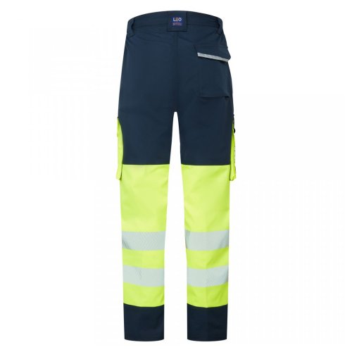 Leo Workwear Winswell Women's Stretch Cargo Trousers Hi-Vis Yellow / Navy
