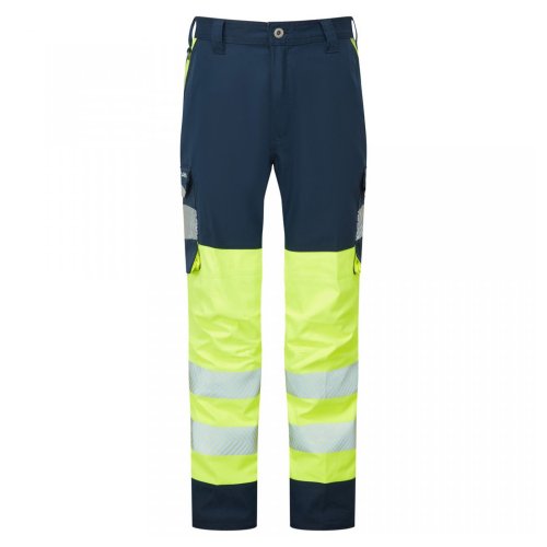 Leo Workwear Winswell Women's Stretch Cargo Trousers Hi-Vis Yellow / Navy