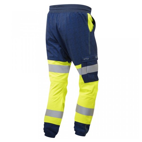 Leo Workwear Hawkridge Class 1 Stretch Trousers Hi-Vis Yellow / Navy
