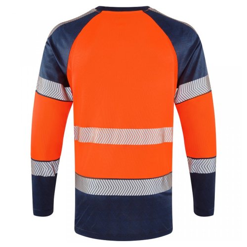 Leo Workwear Ruda Class 2 Long-Sleeved T-Shirt Hi-Vis Orange / Navy