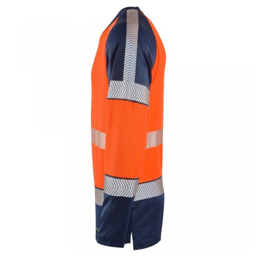 Leo Workwear Ruda Class 2 Long-Sleeved T-Shirt Hi-Vis Orange / Navy