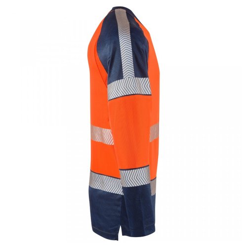 Leo Workwear Ruda Class 2 Long-Sleeved T-Shirt Hi-Vis Orange / Navy