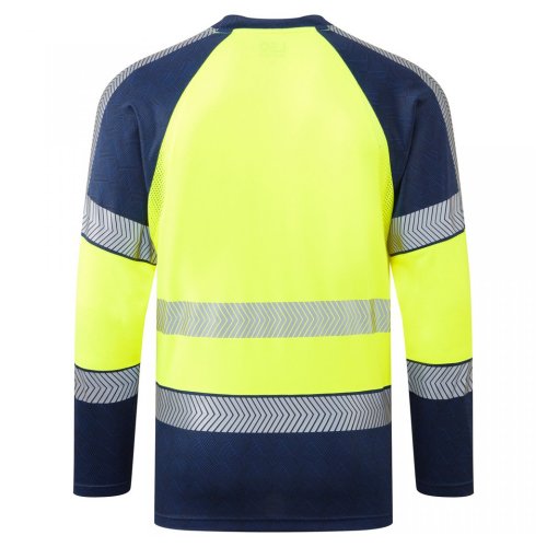 Leo Workwear Ruda Class 2 Long-Sleeved T-Shirt Hi-Vis Yellow / Navy