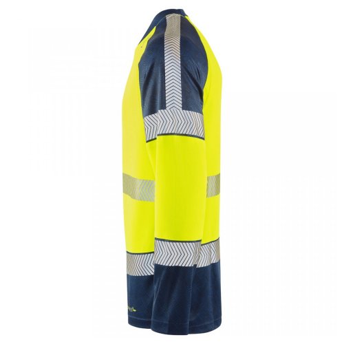 Leo Workwear Ruda Class 2 Long-Sleeved T-Shirt Hi-Vis Yellow / Navy