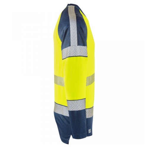 Leo Workwear Ruda Class 2 Long-Sleeved T-Shirt Hi-Vis Yellow / Navy