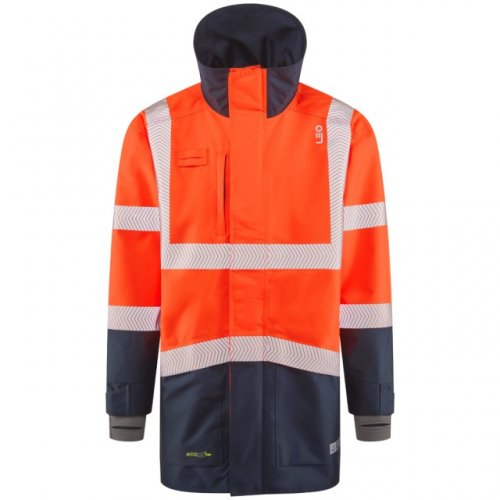 Leo Workwear Clovelly Orange Navy Hi Vis Anorak