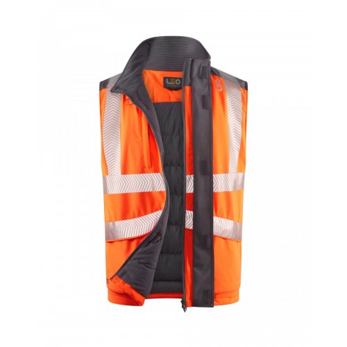 Leo Workwear Halsinger Hi Vis Orange Class 2 Bodywarmer