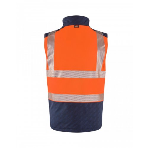 Leo Workwear Halsinger Hi Vis Orange/Navy Class 1 Bodywarmer