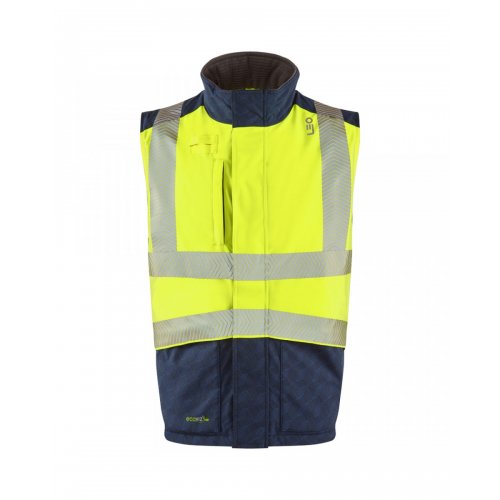 Leo Workwear Halsinger Hi Vis Yellow/Navy Class 1 Bodywarmer