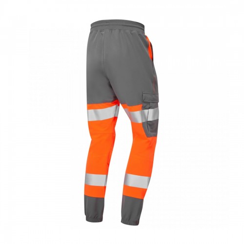 Leo Workwear Hawkridge Orange Grey Hi Vis Jogging Trousers