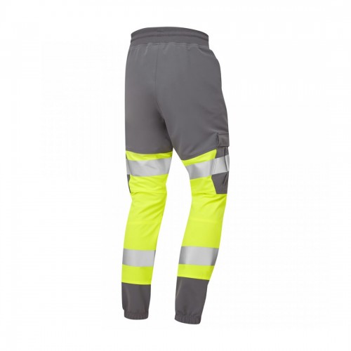 Leo Workwear Hawkridge Yellow Grey Hi Vis Jogging Trousers