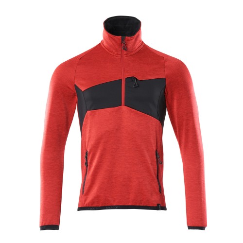 Mascot Accelerate 18003 Fleece Jumper With Half Zip Traffic Red Black
