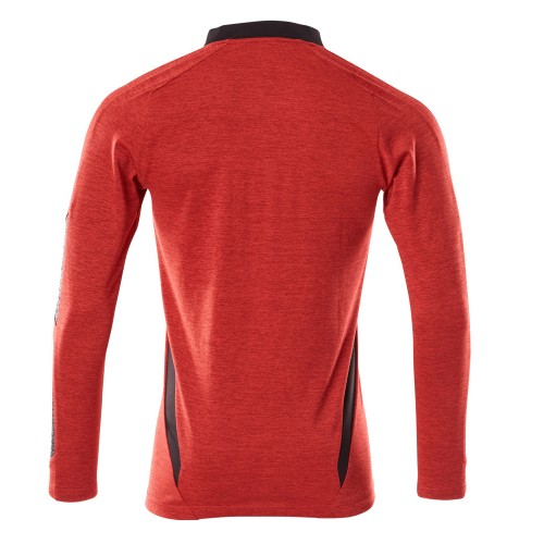 Mascot Accelerate 18081 Polo Shirt Long-sleeved Traffic Red Flecked Black