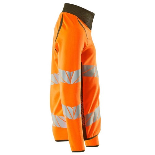 Mascot Accelerate 19184 Sweatshirt With Zipper Hi-Vis Orange Moss Green