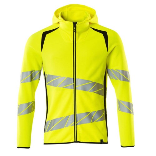 Mascot Accelerate 19284 Hoodie With Zipper Hi-Vis Yellow Black