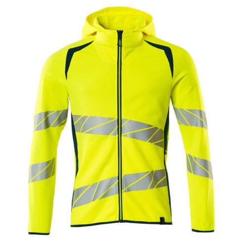 Mascot Accelerate 19284 Hoodie With Zipper Hi-Vis Yellow Dark Petroleum