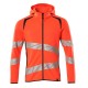 Mascot Accelerate 19284 Hoodie With Zipper Hi-Vis Red Dark Navy