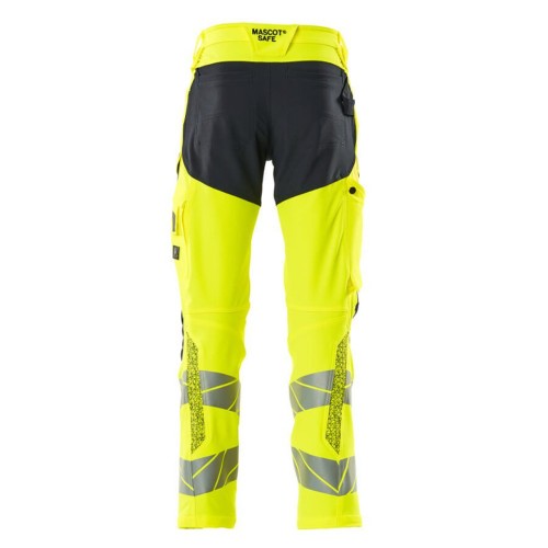 Mascot Accelerate 19479 Trousers with Kneepad Pockets Hi-Vis Yellow Dark Navy