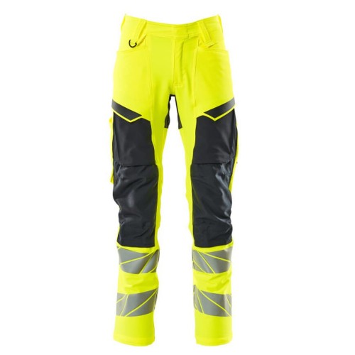 Mascot Accelerate 19479 Trousers with Kneepad Pockets Hi-Vis Yellow Dark Navy