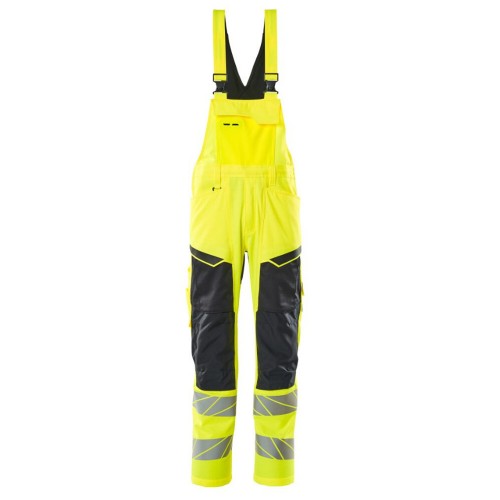 Mascot Accelerate 19569 Bib & Brace With Kneepad Pockets Hi-Vis Yellow Dark Navy