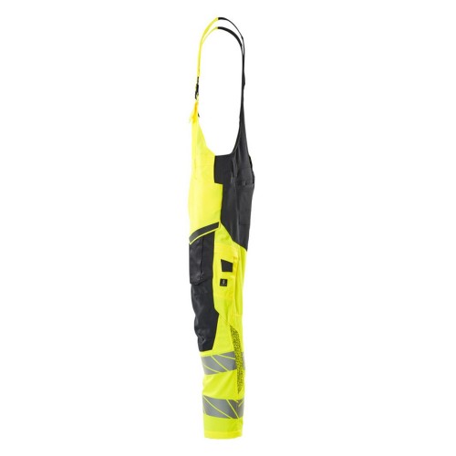 Mascot Accelerate 19569 Bib & Brace With Kneepad Pockets Hi-Vis Yellow Dark Navy