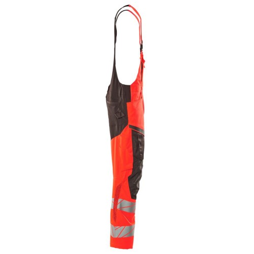 Mascot Accelerate 19569 Bib & Brace With Kneepad Pockets Hi-Vis Red Dark Anthracite