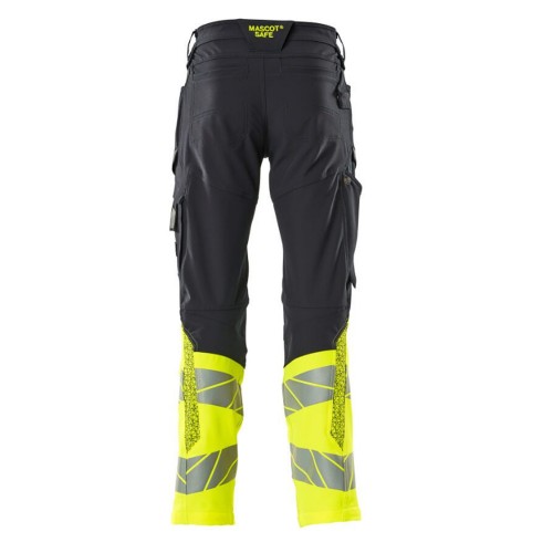 Mascot Accelerate 19879 Trousers With Kneepad Pockets Dark Navy Hi-Vis Yellow