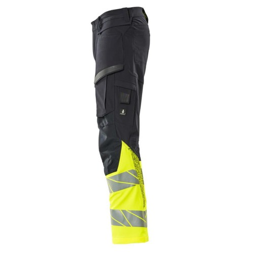 Mascot Accelerate 19879 Trousers With Kneepad Pockets Dark Navy Hi-Vis Yellow