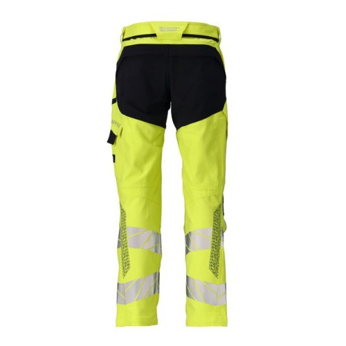 Mascot Accelerate 21079 Hi-Vis Yellow / Dark Navy Trousers with Kneepad Pockets