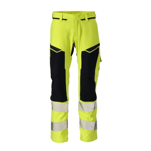 Mascot Accelerate 21079 Hi-Vis Yellow / Dark Navy Trousers with Kneepad Pockets