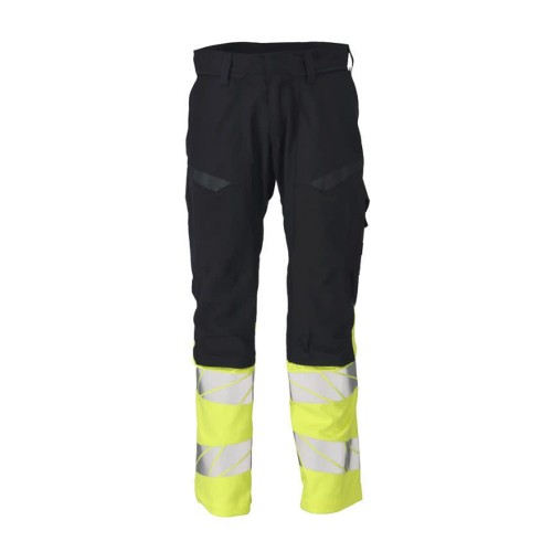 Mascot Accelerate 21479 Flame Retardant Kneepad Trousers Dark Navy / Hi-Vis Yellow