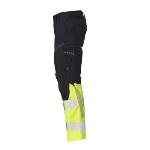 Mascot Accelerate 21479 Flame Retardant Kneepad Trousers Dark Navy / Hi-Vis Yellow