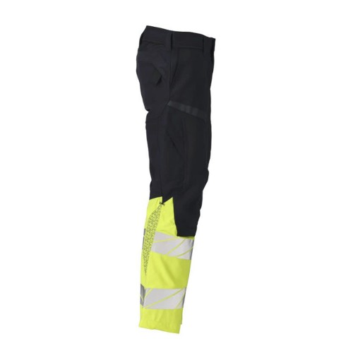 Mascot Accelerate 21479 Flame Retardant Kneepad Trousers Dark Navy / Hi-Vis Yellow