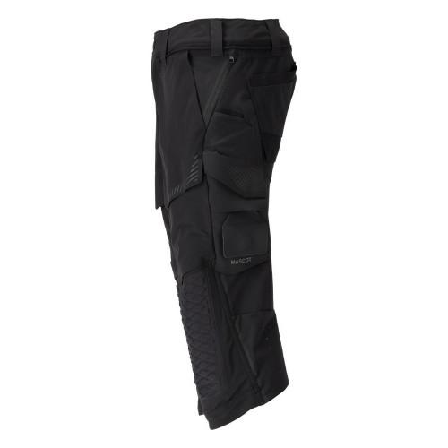 Mascot Customized 22249 3/4 Length Trousers With Kneepad Pockets Black