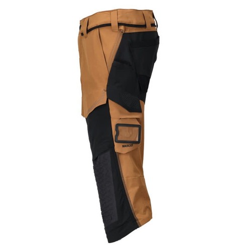 Mascot Customized 22249 3/4 Length Trousers With Kneepad Pockets Brown