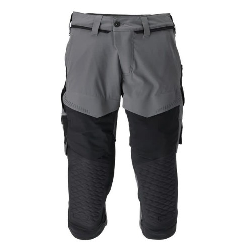 Mascot Customized 22249 3/4 Length Trousers With Kneepad Pockets Grey Black