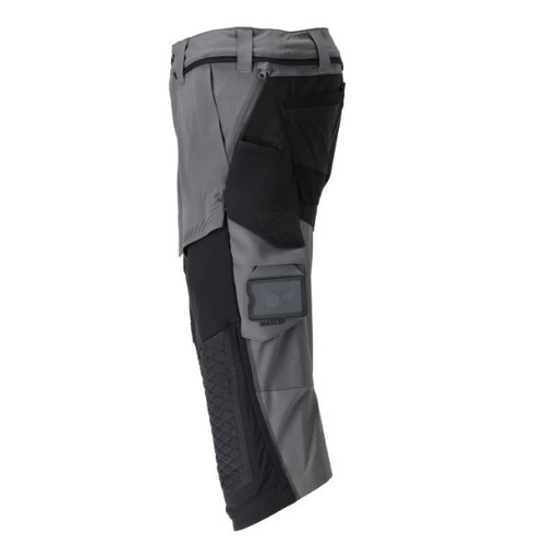 Mascot Customized 22249 3/4 Length Trousers With Kneepad Pockets Grey Black